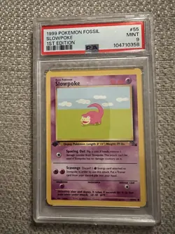 1999 Pokemon Fossil 1st Edition Slowpoke 55/62 PSA 9 Mint - Image 1
