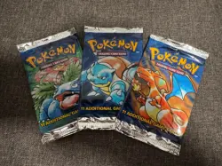 1999 Pokemon Base Set Booster Pack x3 Artset Charizard w/ box & case - Heavy - Image 1