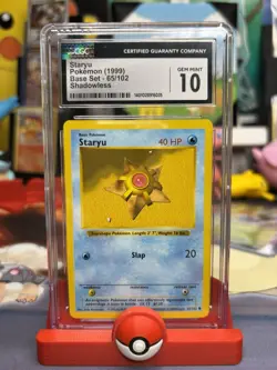 POKEMON BASE SET SHADOWLESS STARYU 65/102 VINTAGE RARE CGC 10 GEM MINT - Image 1