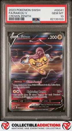 2023 Pokemon Sword And Shield Crown Zenith #GG41 Raikou V Crown Zenith PSA 10 - Image 1