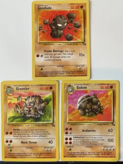 Pokemon Evolution Geodude (47) to Graveler (37) to Golem (36) FOSSIL Collection - Image 1