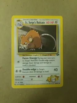 LT. SURGE’S RATICATE 53/132 - Gym Challenge - VINTAGE WOTC Pokemon Card - NM - Image 1