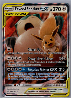 Pokemon Eevee & Snorlax GX 120/181 Sm-Team Up Holo TCG Card Game Pokemon LP - Image 5