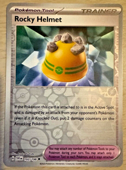 Pokemon TCG Rocky Helmet 193/198 Scarlet & Violet Reverse Holo Trainer Card - Image 1