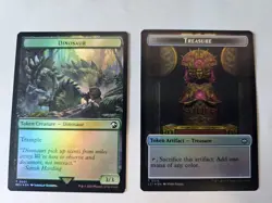 MTG - Dinosaur | Treasure - FOIL Double Sided Token - Jurassic Park - Image 1