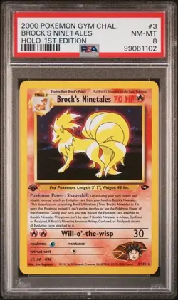 2000 POKEMON GYM CHALLENGE HOLO-1ST EDITION #3 BROCK'S NINETALES PSA 8 - Image 1