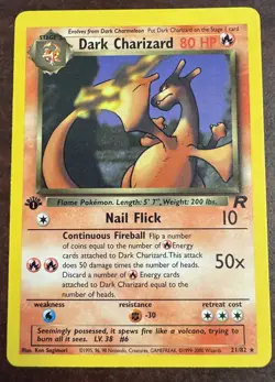 Pokemon TCG Dark Charizard 1st Edition Non-Holo Rare Team Rocket - Image 1