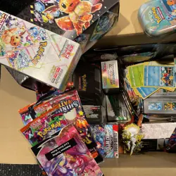 Bulk Open Pokemon Item Lot, See Photos Empty Tins, Boxes, PackArts, Arceus Fig - Image 2