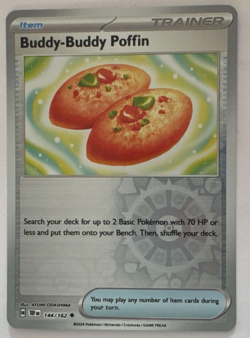 Pokemon Card Temporal Forces Reverse Holographic Buddy Buddy Poffin 144/162 NM - Image 1