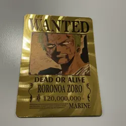 One Piece Wanted Poster Gold Fan Art Card Collectible - Roronoa Zoro - Image 1