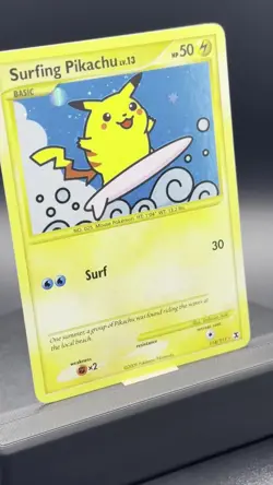 2009 Pokemon Surfing Pikachu 114/111 Rising Rivals Holo Secret Rare HOLO BLEED - Image 2