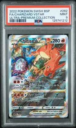 2022 POKEMON SWSH BLACK STAR PROMO #262 FULL ART/CHARIZARD VSTAR PSA 9 - Image 1
