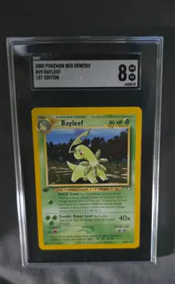 2000 POKEMON NEO GENESIS 1ST EDITION #29 BAYLEEF SGC 8 NM MINT - Image 1
