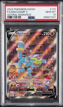 2022 POKEMON SWORD & SHIELD ASTRAL RADIANCE #172 FULL ART/MACHAMP V PSA 10 - Image 1