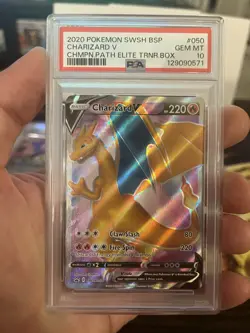 Pokemon 2020 Charizard V SWSH050 Champions Path ETB Promo GEM MINT PSA 10 - Image 1