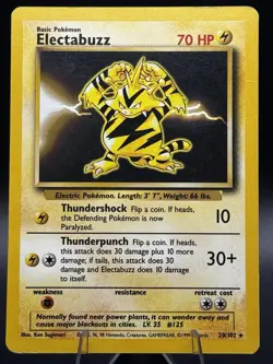 Electabuzz 20/102 Base Set Unlimited -Non Holo Rare- WOTC - HP -Pokemon Vintage - Image 1
