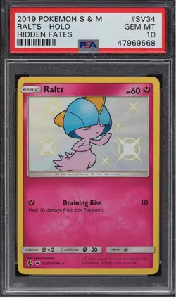 2019 Pokemon Sun & Moon Hidden Fates Shiny Ralts #SV34 PSA 10 GEM MINT - Image 1