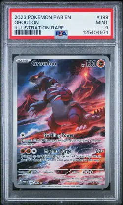 2023 Pokemon Par En-Paradox Rift #199 Groudon Illustration Rare PSA 9 - Image 1