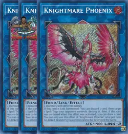 Yugioh! 3x Knightmare Phoenix RA03-EN042 Secret Rare 1st Ed NM - Image 1