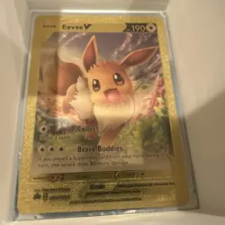 Eevee V Foil Metal Pokemon Card Gift Fan Art Collectible - Image 1