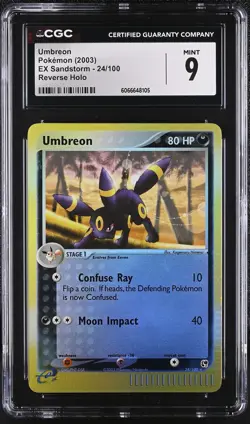 CGC 9 MINT Umbreon 2003 EX Sandstorm 24/100 Reverse Holo Pokemon Card - Image 1