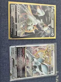 Pokemon TCG Arceus v Ultra Rare And Arceus VSTAR Metal Promo Cards - Image 1