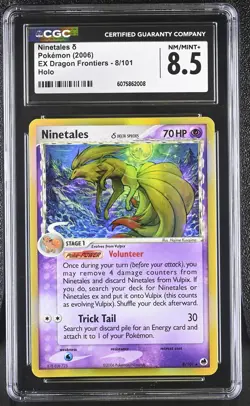 CGC 8.5 Ninetales 2006 EX Dragon Frontiers 8/101 Holo Pokemon Card - Image 1