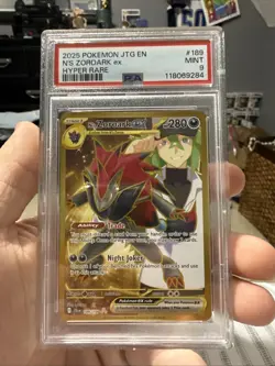 2025 POKEMON JTG EN-JOURNEY TOGETHER HYPER RARE #189 N'S ZOROARK EX PSA MINT 9 - Image 1
