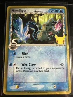 Pokemon TCG Mimikyu SWSH136 Delta Species 25th Celebrations Black Star Promo - Image 1