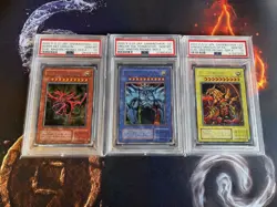 YuGiOh Japanese Egyptian God Card Set Slifer Obelisk Ra G4-01 G4-02 G4-03 PSA 10 - Image 1