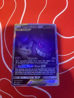 Pokemon TCG Gengar & Mimikyu GX Holo Ultra Rare Card Sun & Moon Team Up 165/181 - Image 1