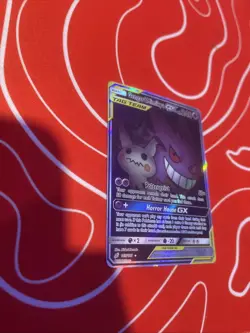 Pokemon TCG Gengar & Mimikyu GX Holo Ultra Rare Card Sun & Moon Team Up 165/181 - Image 3