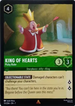 111/204 KING OF HEARTS PICKY RULER EN7 RARE DISNEY LORCANA CARD - Image 1