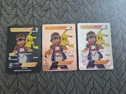 X3 Ash Ketchum Vmax Foil Fan Art Vinyl Collector Pokemon Card Black,Rose,Silver. - Image 1