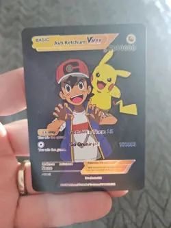 X3 Ash Ketchum Vmax Foil Fan Art Vinyl Collector Pokemon Card Black,Rose,Silver. - Image 2