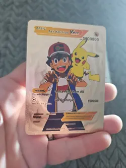 X3 Ash Ketchum Vmax Foil Fan Art Vinyl Collector Pokemon Card Black,Rose,Silver. - Image 4