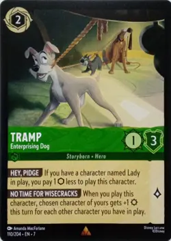110/204 TRAMP ENTERPRISING DOG EN7 RARE DISNEY LORCANA CARD - Image 1