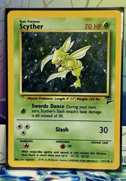 Scyther 17/130 Base Set 2 2000 Holo Rare WOTC Pokemon Card TCG - Image 1