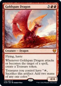 Magic the Gathering MtG Kaldheim Mythic Rare Goldspan Dragon #139 - Image 1