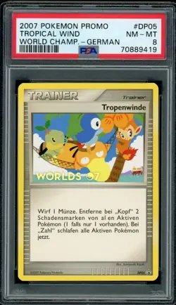 Pokemon GERMAN Tropical Wind 2007 World Championships Promo DP05 PSA 8 NM-MT - Image 1