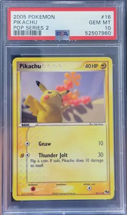Pikachu 016/017 POP Series 2 Regular Vintage Pokemon PSA 10 Gem Mint - Image 1