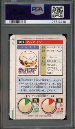 Pokemon Japanese Electrode Bandai Carddass Vending 1996 Green No. 101 PSA 10 GEM - Image 2