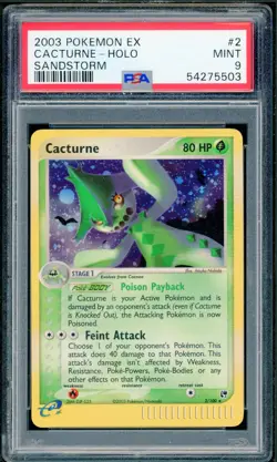 Pokemon Cacturne Holo Rare ex Sandstorm 2/100 PSA 9 MINT - Image 1
