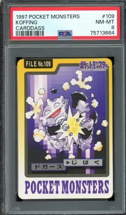 Pokemon Japanese Koffing Bandai Carddass 1997 No. 109 PSA 8 NM-MT - Image 1