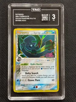 2006 POKEMON EX RAYQUAZA HOLON PHANTOMS #16/110 REVERSE HOLO TAG 3 VG - Image 1