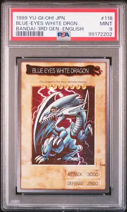 1999 YU-GI-OH! JPN BANDAI-3RD GENERATION ENGLISH BLUE-EYES WHITE DRAGON PSA 9 - Image 1