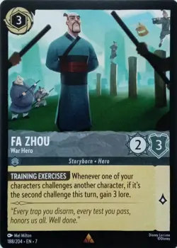 188/204 FA ZHOU WAR HERO EN7 RARE DISNEY LORCANA CARD - Image 1