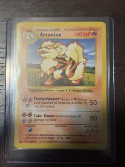 Pokemon TCG Arcanine Base Set, Shadowless Uncommon Card 23/102 LP Condition - Image 1