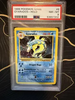 Pokemon TCG 1999 Base Set Gyarados Holo Card #6/102 PSA 8 NM-MT - Image 1