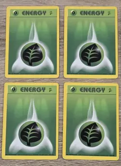 2000 Pokemon TCG Base Set 2 Grass Leaf Energy 127/130 - LP 8 Cards - Image 1
